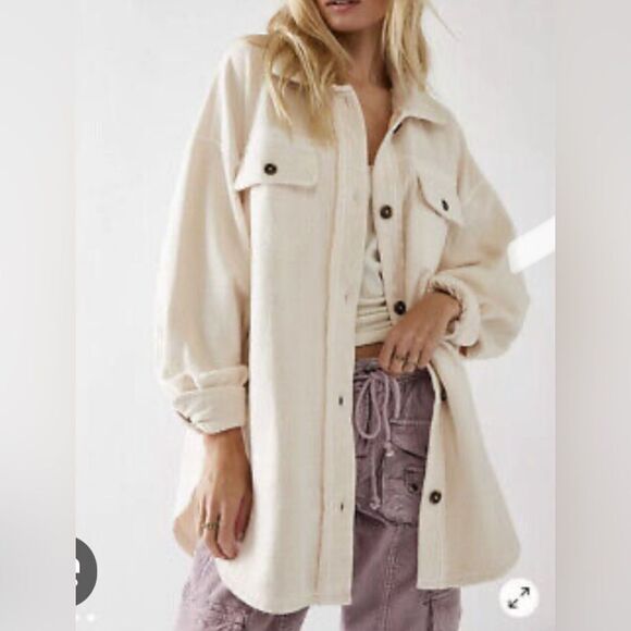 Champagne Free People Ruby Fleece Jacket - Picture 1 of 8
